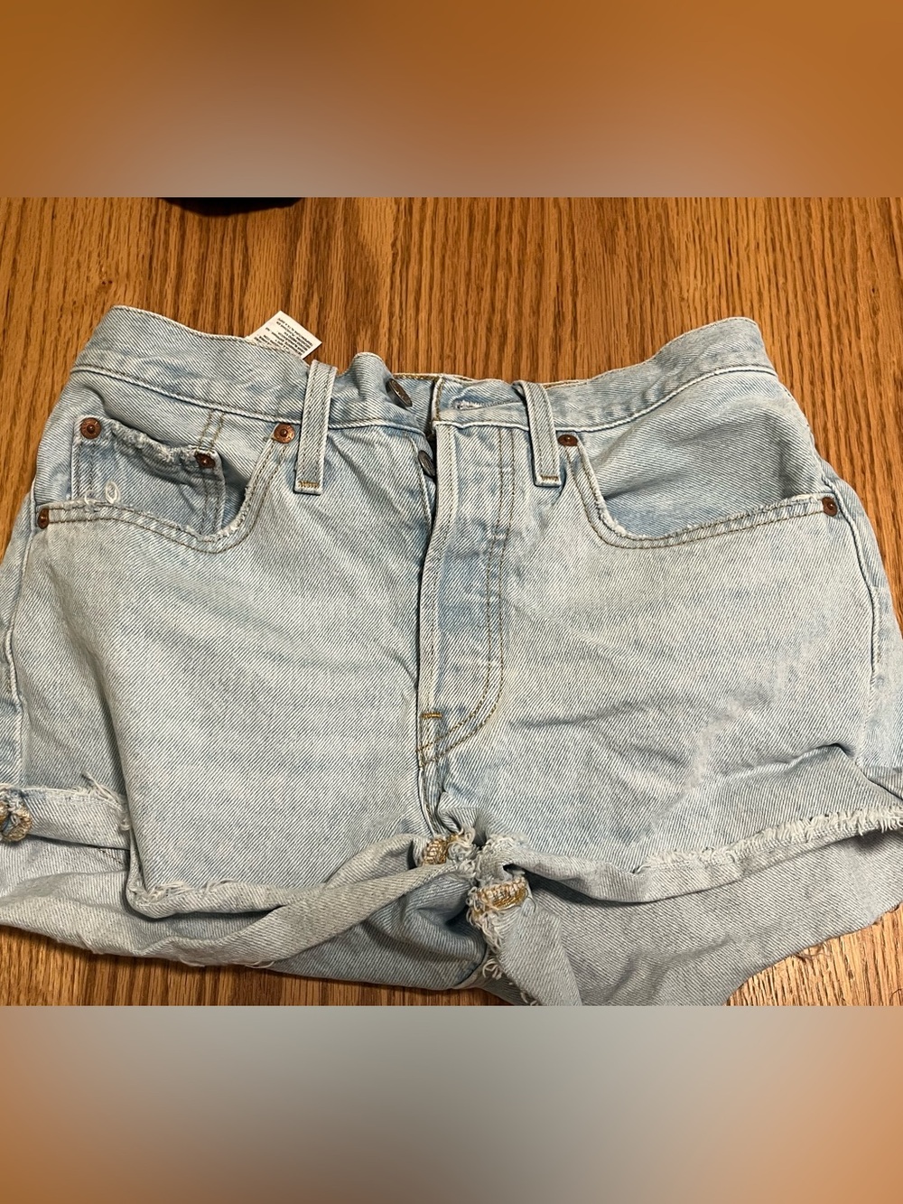 Levi's 501 Women's Cut Off Light Blue Denim Shorts Button Fly High Rise Size 26